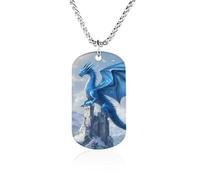 Dragon Stand On Castles Novelty Pendants Necklaces Custom Titanium Steel Memorial Necklace Jewelry Gift