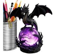 Dragon Statue | Gothic Resin Light Decor with Ball | Gothic Dragons Figurines,for Outside Garden Yard Porch Backyard Halloween Night Home Desk Shelf Office Club