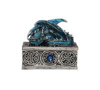 Dragon Statue Resin Trinket Box Jewellery Organizer Old Silver Color.