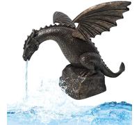Dragon Statue Water Fountain Sculpture Pond Water Features Resin Dragon Sculpture with Base Vintage Garden Statues for Outdoor Yard Pool