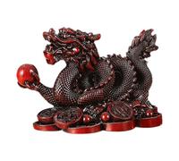 Dragon Statue - Wealth Figurine, Coin Loong Cornucopia Ornament, Realistic Copper Effect Sculpture, Long Lasting Synthetic Accessory Case Set, for Living Room Wealth
