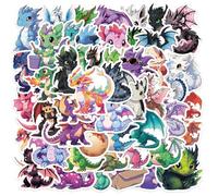 Dragon Stickers, Cartoon Fantasy Decal, Waterproof Vinyl Laptop, Fade Resistant Aesthetic Art, Peel and Stick Design, Multicolor 50 Pack, for Water Bottles, Cars, Laptop, 3.54x3.15x0.39 Inches,
