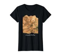 Dragon Striking Down Lion Leonardo da Vinci Painting Value Graphic T-Shirt, Women, Black, M