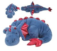 Dragon Stuffed Animal, 43 Inch Cute Cartoon Dragon Plush with Wing, Soft Comfortable Giant Stuffed Animal for Kids Boys Girls Bedroom Decoration, Blue, Toys