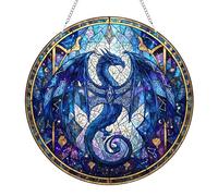 Dragon Sun Catchers for Windows, Fourth Merch Wing Suncatchers for Windows, Stained Glass Window Hanging, 2D Flat Hanging Garden Ornament Suncatchers, Fantasy Gift for Book Lovers