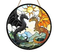 Dragon Sun Catchers for Windows, Fourth Wing Suncatchers for Windows, Stained Glass Window Hanging, 2D Flat Acrylic Ornament, Colorful Window Wall Hanging Ornament for Women Men