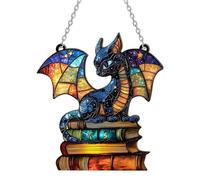 Dragon Suncatcher, Colourful Acrylic Dragon Ornament with Stained Glass Effect, Fantasy Sun Catchers for Windows, Garden, Halloween, Christmas Decor 20x15cm