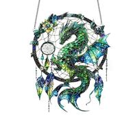 Dragon Suncatcher, Magic Dragon Dreamcatcher Suncatcher Modern Acrylic Window & Wall Decor for Home Garden Patio Indoor Outdoor Fantasy Themed Decor (Green-1pc)