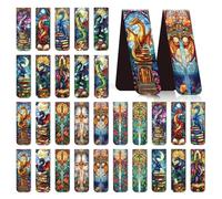 Dragon Sword Bookmark Magnetic Gifts - Wxiben 30 Pcs Stained Glass Window Dragon Bookmarks Magnets Fantastic Book Marks Page Marker Clip Gift for Women Men Students Teacher Reading Bookish