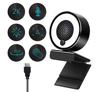 Dragon Technology 2k Ultra Hd USB Webcam With 3 Adjustable Ring Lights, Auto Focus, Dual Noise Reduction Microphones, Suitable for Pc/Mac/Laptop Plug and Play