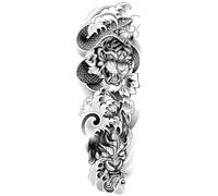 Dragon, Tiger And Snake Traditional Flower Arm Tattoo Stickers Full Arm Herbal Juice Tattoo Stickers Large Picture Waterproof And Long-lasting
