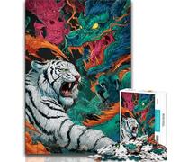 Dragon Tiger Fight Puzzles 1000 Pieces for Adults,Help The Brain Exercise Addictive Toys to Cultivate Patience Unique Challenge Game (38x26cm)