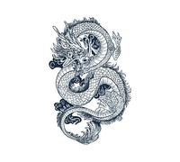 Dragon Totem Juice Plant Ink Waterproof Semi-Permanent And Lasting 2 Weeks Temporary Tattoo Sticker Large Picture Dark Dark Flower-Arm Man Chinese Dragon
