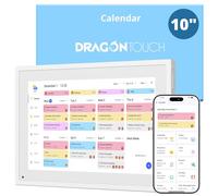 Dragon Touch 10.1 inch Digital Calendar Chore Chart - Interactive Touchscreen, Smart Family Planner, Hearth Display Desk Digital Calendar Seamless Scheduling White