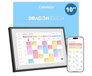Dragon Touch 10.1 inch Digital Calendar Chore Chart - Interactive Touchscreen, Smart Family Planner, Hearth Display Desk Digital Calendar Seamless Scheduling Black
