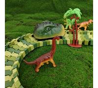 (Dragon Track Car (78pcs)) Plug-in Dinosaur Track Car DIY Electric Dinosaur Train with 6 Small Dinosaurs, One Tree and an Electric Dinosaur Track Vehicle