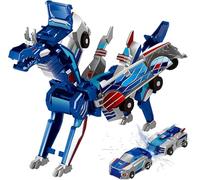 Dragon Transforming Car Robot Toys for Kids, Automatic Deformation of Magnetic Connections, Car Toys for 2 3 4 5 6 7 8 Years Old Boys and Girls Blue