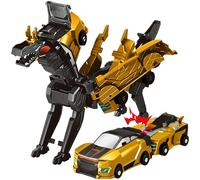 Dragon Transforming Car Robot Toys, Magnetic Transforming Car Toy, 2 in 1 Collision Automatic Deformation Dragon Toy Cars, Pegasus Pterosaur Unicorn Toys for Kid Boys Girls Birthday (Gold)