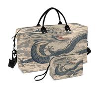 Dragon Travel Duffle Bag Gym Bag, Cartoon Chinese Dragon Weekender Bags for Women with Toiletry Bag Travel Tote Bag Swim Bag