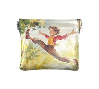 Dragon Treasure Cave Small Leather Coin Purse Waterproof Card Key Organizers for Women Girls, Acrobat amazing stunts, One Size, Modern