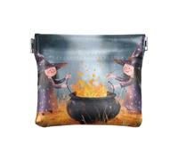 Dragon Treasure Cave Small Leather Coin Purse Waterproof Card Key Organizers for Women Girls, Cauldron Witchy Ritual, One Size, Modern