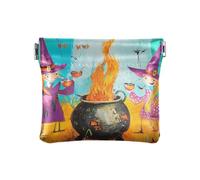 Dragon Treasure Cave Small Leather Coin Purse Waterproof Card Key Organizers for Women Girls, Halloween Witches Cauldron, One Size, Modern