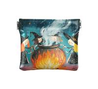 Dragon Treasure Cave Small Leather Coin Purse Waterproof Card Key Organizers for Women Girls, Witches Potions Cauldron Fire, One Size, Modern