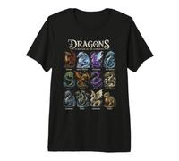 Dragon Types Fantasy Bestiary Mythical Creatures Premium T-Shirt