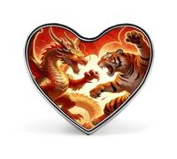 Dragon Versus Tiger Lapel Pin Cute Custom Button Pin Personalized Heart Brooch Aluminum Alloy Brooch Pins Fashion Exquisite Badge Pins for Hat Bag Suit Tie Wedding Accessories