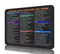 Dragon Voice Commands for Microsoft Word, Dragon Professional Individual Cheat Sheet, Dragon Voice Commands, Mouse Pad, Mouse Mat, MS Word (Black)