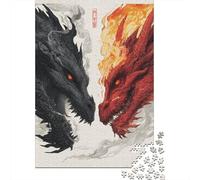 Dragon Vs. Phoenix Art Print Jigsaw Puzzle for Adults, 1000 Pieces, 52x38cm/1000pcs, A Calm After-work Activity; Low-dust Pieces for A Tidier Table