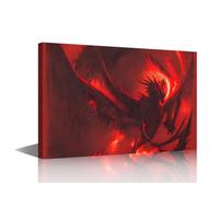 Dragon Wall Art Dragon and The Knight Pictures Art Prints Dragon Mythical Creatures Canvas Framed Art Dragon Art Work for Walls Bathroom Decor Wall Art Living Room Decor, 30x45cm