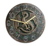 Dragon Wall Clock, Fantasy Artistic Mosaic Numbers Fantasy Green Analog Wall Clock for Garage Game Room Outdoor Decoration 11.6x11.6 Inches