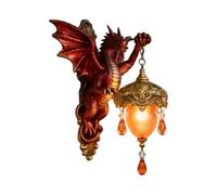 Dragon Wall Lamp - Resin Gothic Wall Sconce with E27 Base, Plug-in Table Lamp for Bedroom, Living Room, Office, College Dorm, Medieval Decor LED Light - Energy Class