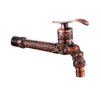 Dragon Wall Mounted Garden Faucet Retro Cold Water Tap with Extended Spout for Outdoor Hose Single Handle G1 2 Zinc Alloy Red & Copper Finish