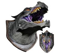 Dragon Wall Mounted Head,3D Dragon Head Wall Art - Led Illuminated Eyes Mount, Fantasy Art, Room Decor For Home And Offices