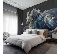 Dragon Wallpaper, Anime Animal Wallpaper for Living Room, Bedroom, Non-Woven Decor Wall Paper, Photo Mural Dining Room, Hallway, Lounge, 250 x 175 cm okd85