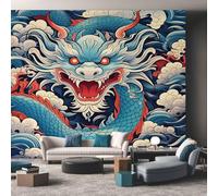 Dragon Wallpaper for Living Room, Asian Chinese Oriental Wall Mural for Bedroom, Non-Woven Photo Wallpaper Home Decor 300X210cm, Wall Decoration D5