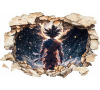 Dragon Warrior Wall Sticker - Anime Fighter 3D Smashed Wall Effect Vinyl Decal for Kids Bedroom Gaming Room Decor