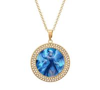 Dragon Warrior Women's Necklaces Round Crystal Pendant Jewelry Party Wedding