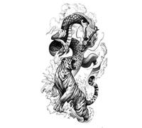 Dragon Waterproof Tattoo Sticker Black Snake Peony Rose Flowers Tattoo Arm Body Art Fake Tattoo Women Men(004)