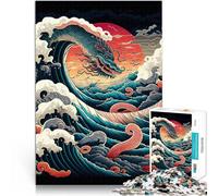 Dragon Wave Japan Sunset1000 teenager Pieces Jigsaw Puzzle learning educational Every Piece is Unique - Challenging Family Fun Game 38x26cm