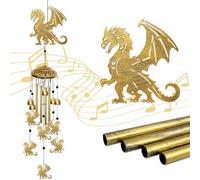 Dragon Wind Chimes for Outside - Indoors Metal Windchime S Hook Inspirational Wall Patio Garden Porch Yard Art Party Home Decor, Unique Housewarming Memorial Festival Gifts for Men/Women/Dad/Grandpa