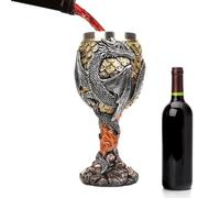 Dragon Wine Chalice Cup - Stainless Steel Tumbler Cup, Decorative Drinking Container | Medieval Dragon Sculpture Tumbler, Chalice, Bar Utensils, Ornament, Fantastic Style,