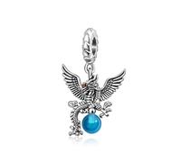 Dragon with Blue Egg Charm 925 Silver Charm Compatible with Pandora Charms, Trollbeads, Chamilia, Biagi and Many Other UK Charm Bracelets.