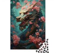 Dragon with Cherry Blossoms Puzzles 1000 Piece for Adults Jigsaw Puzzles Jigsaw Puzzle Beautiful Decoration 52x38cm/1000pcs