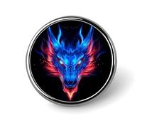 Dragon with Flame Round Brooches Colorful Fashion Button Pins Badge for Backpacks Shirts Scarf