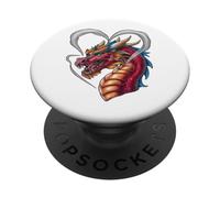 Dragon with heart -shaped smoke PopSockets Adhesive PopGrip