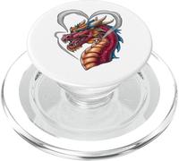 Dragon with heart -shaped smoke PopSockets PopGrip for MagSafe