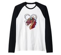 Dragon with heart -shaped smoke Raglan Baseball Tee